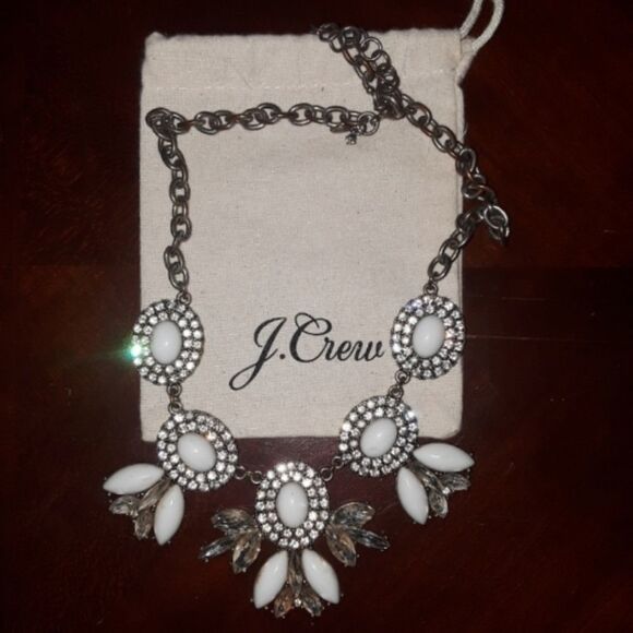 J. Crew Jewelry - J. Crew white statement rhinestone necklace